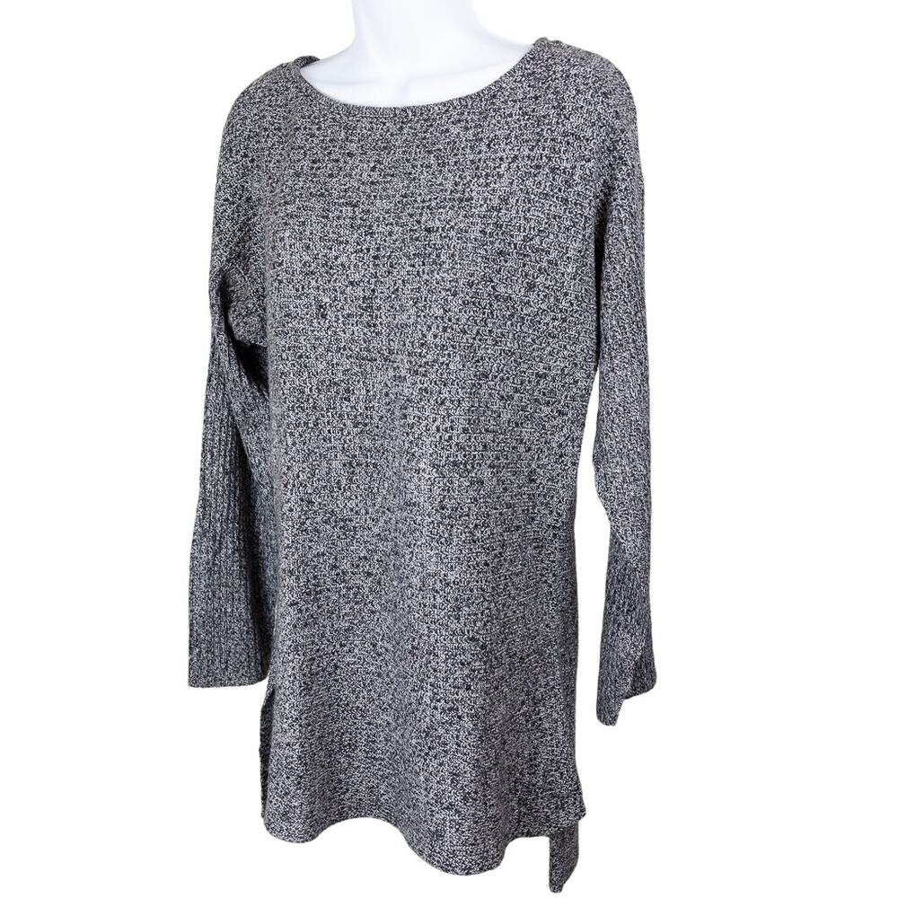 Jones New York Black White Tunic Round Neck Sweater Top L